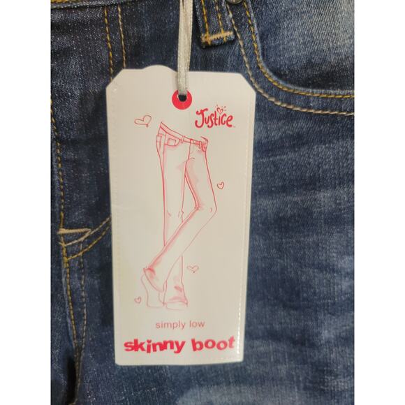 NWT Justice Blue Denim Simply Low Skinny Boot Jeans Junior Size 14R - Picture 8 of 10